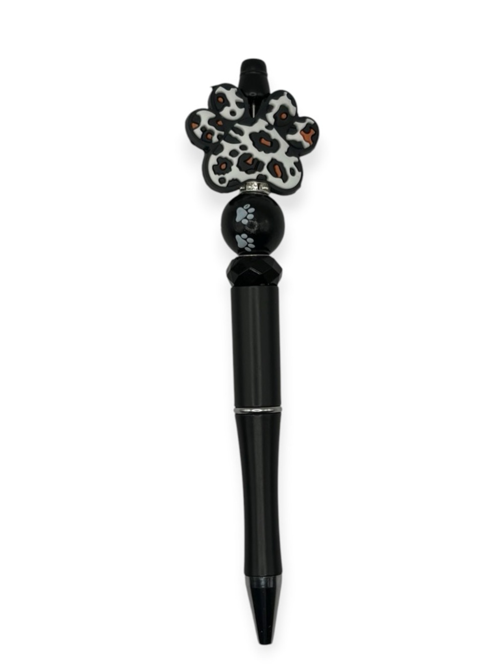 Handcrafted Paw Print Beaded Pen in Black